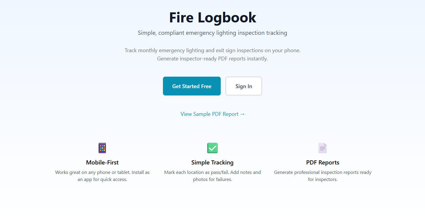 Fire Logbook homepage preview