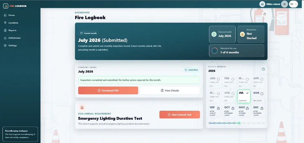 Fire Logbook homepage preview